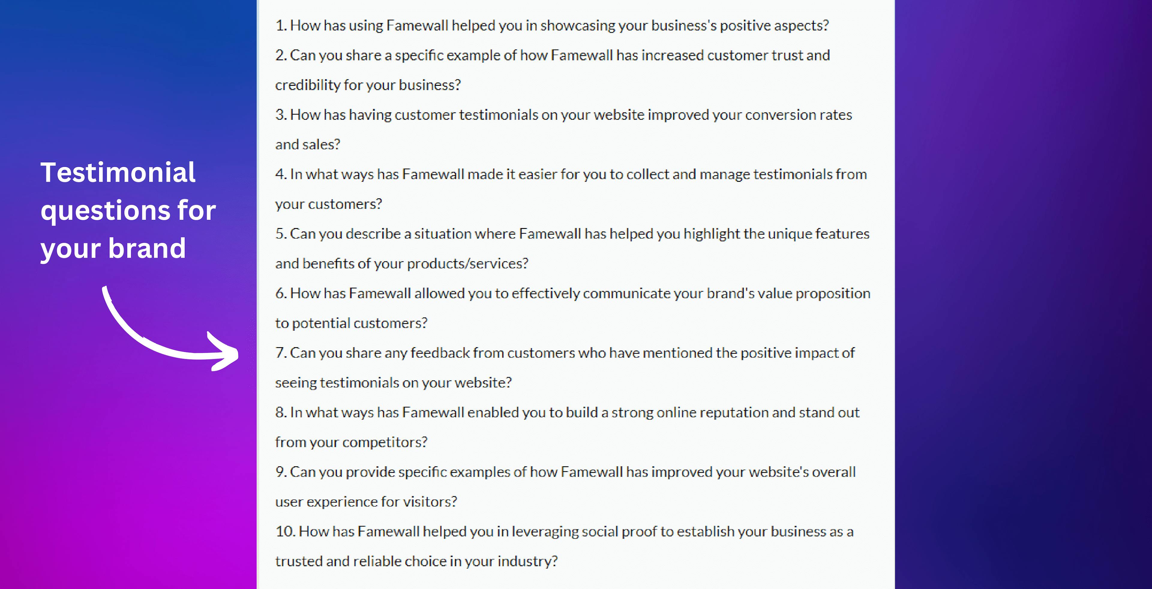 Testimonial Questions for your Brand