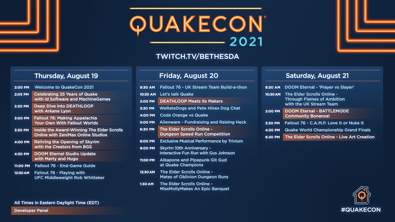 The Quakecon 2021 Schedule