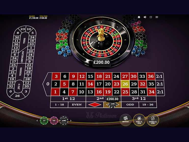 Platinum European Roulette (Single Zero) Play Table Games Online at