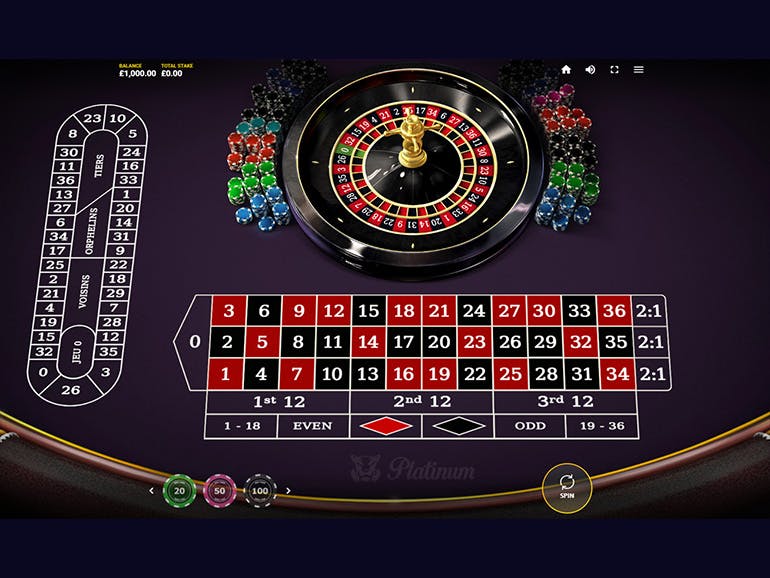 Roulette live from Platinum Casino