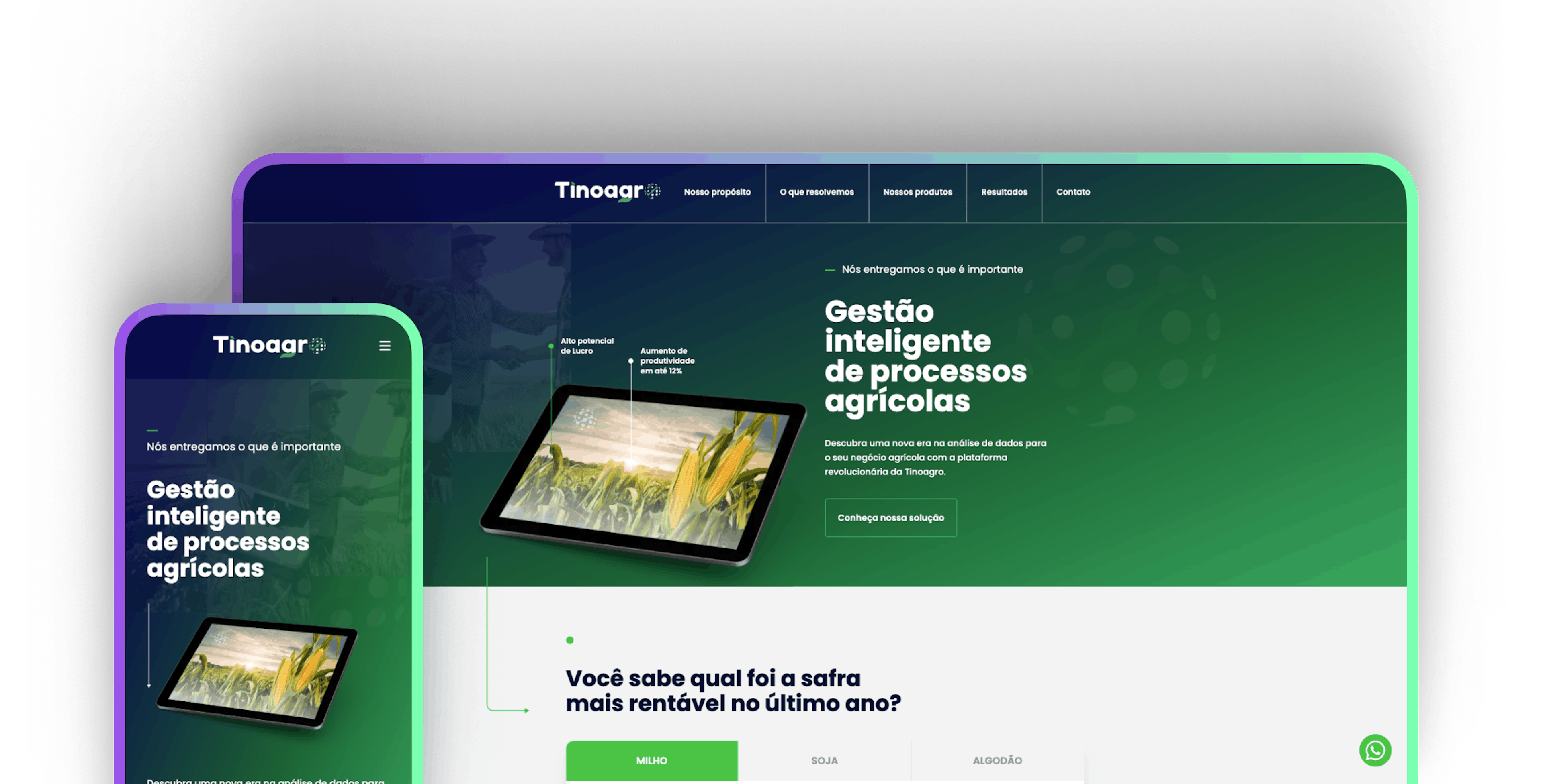 Tinoagro's institucional website, a project done by Farrel