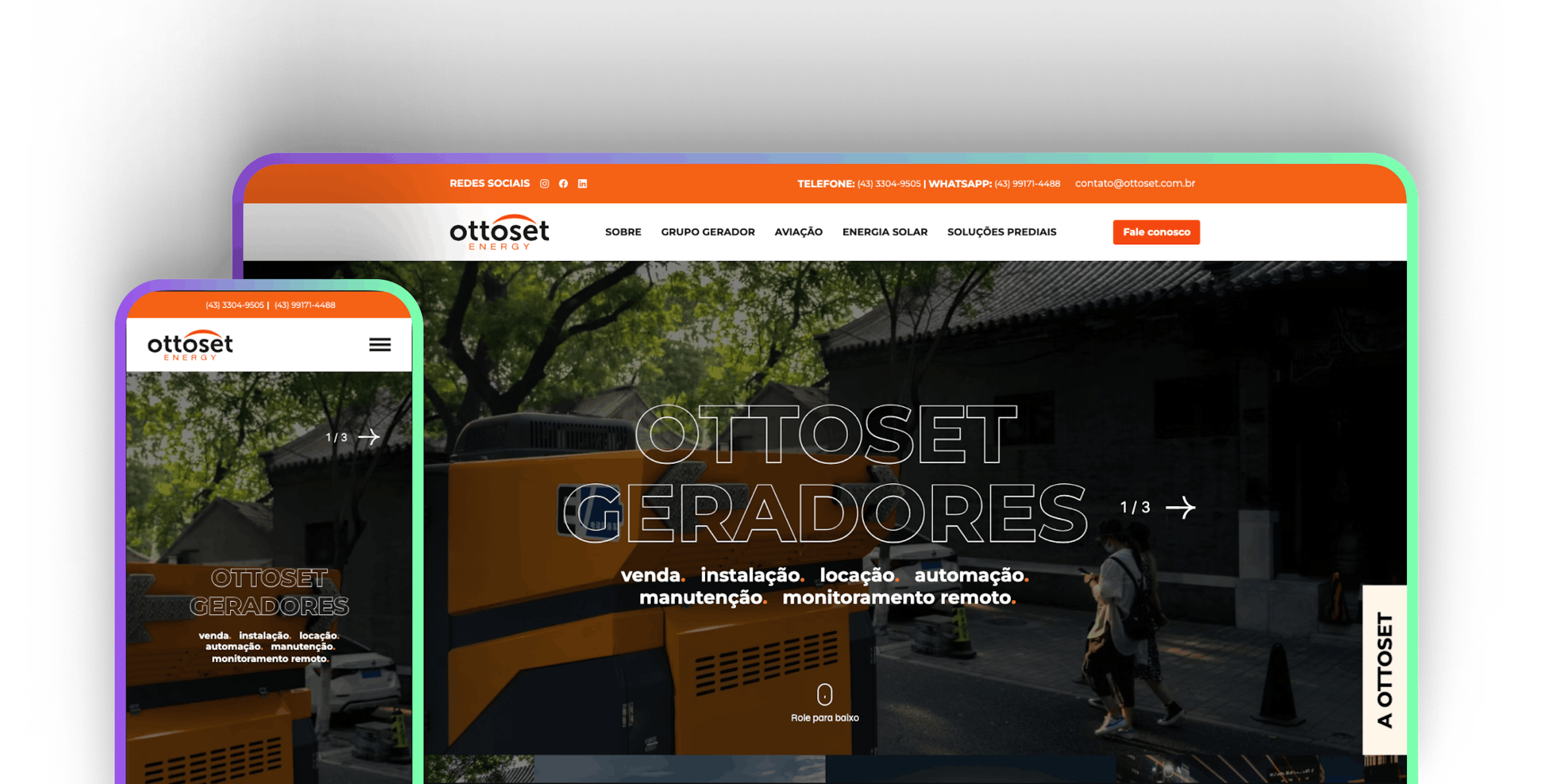 Ottoset's institucional website, a project done by Farrel