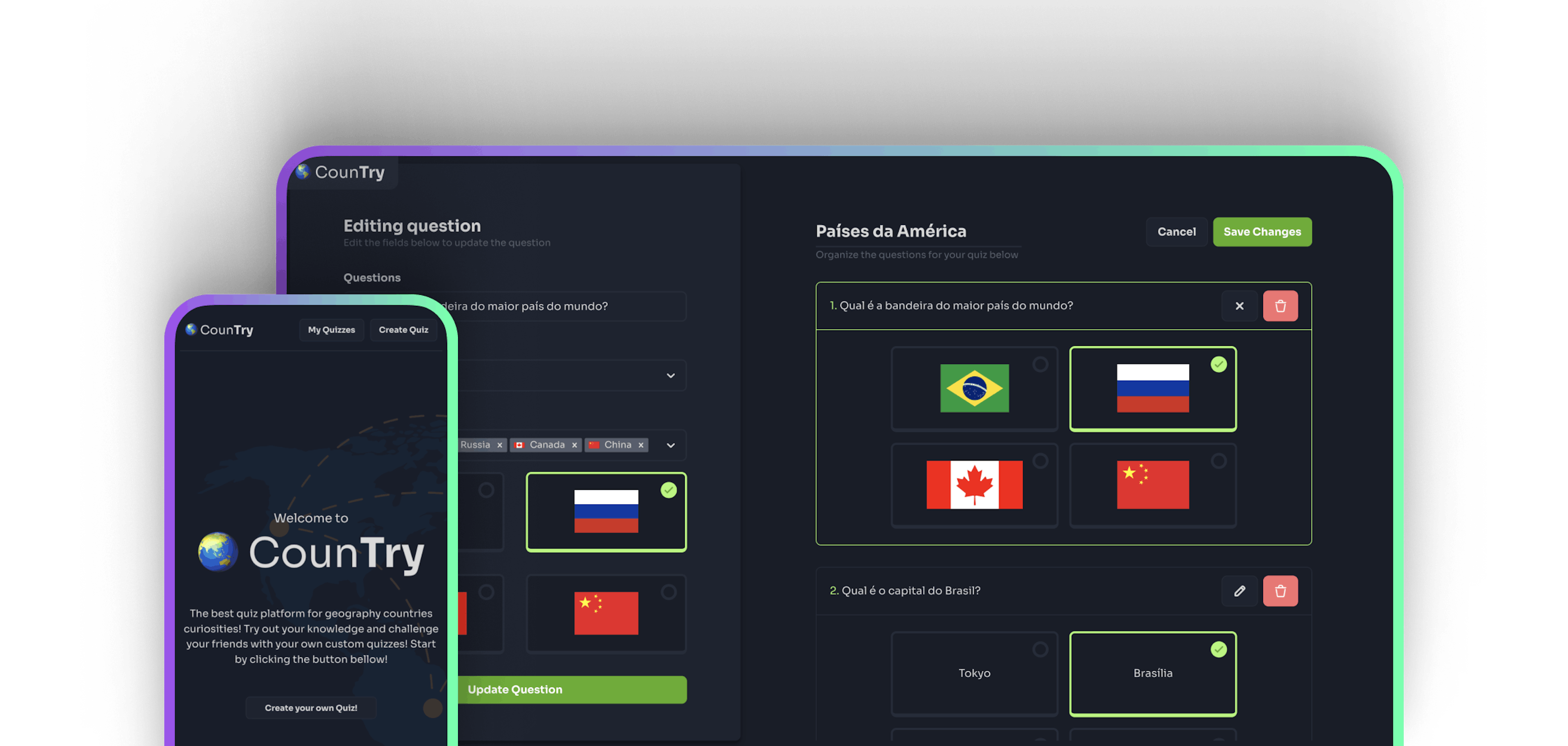 CounTry, the geography quiz game, a project done by Farrel