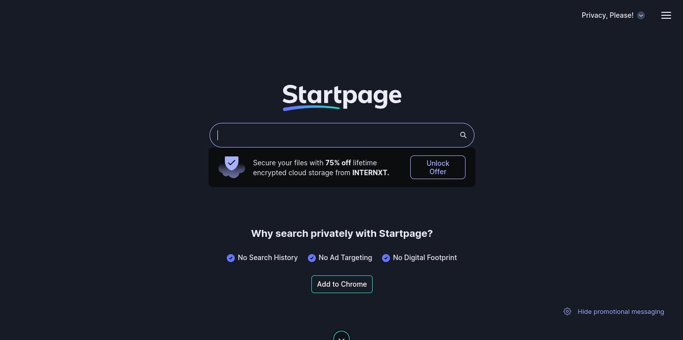 Startpage Gatsby JS website