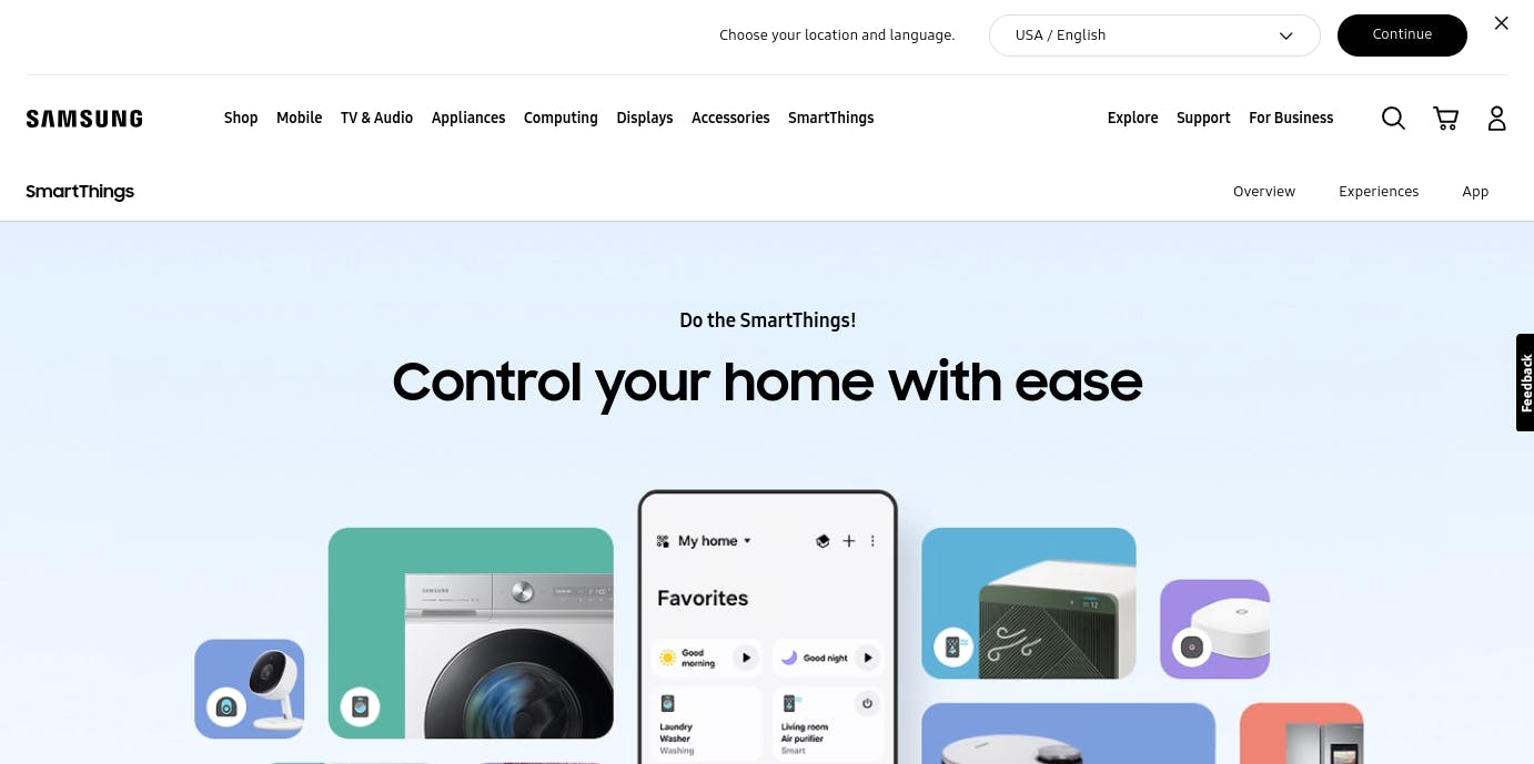 Samsung Smart Things Gatsby JS website