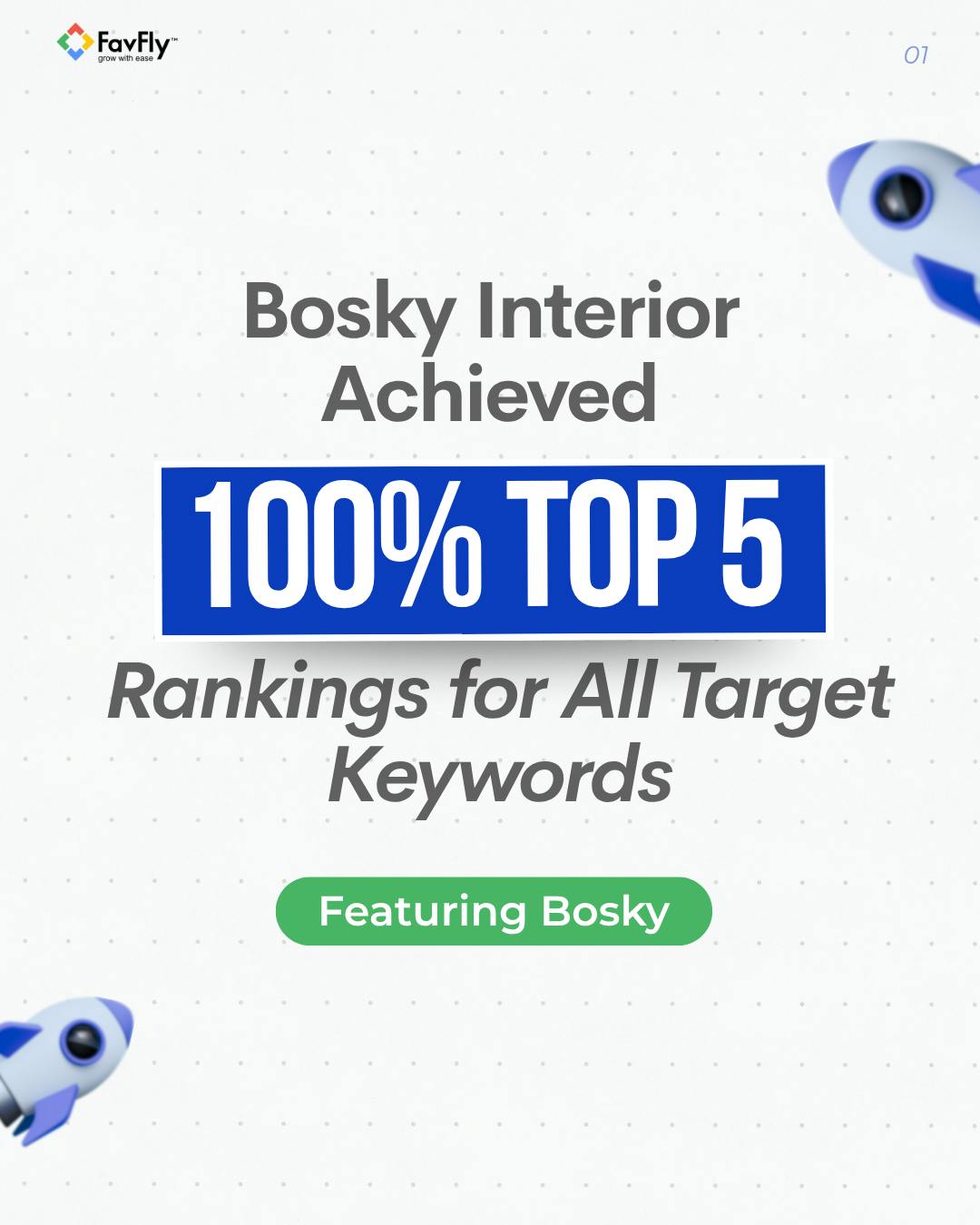 Bosky Interior Achieves 100% Top 5 Rankings for All Target Keywords on Google