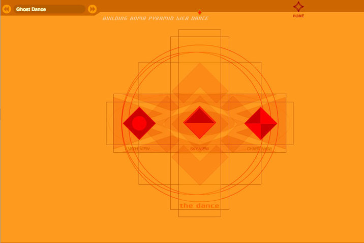 An image of three red diamonds on an orange horizontal rectangle overlayed with orange outlines of interlocking squares and rectangles on it. The background is orange. Text in the upper left hand reads: 