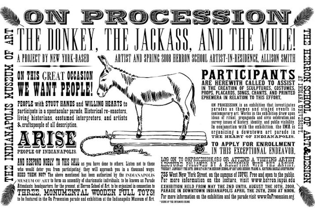A printed black and white image of a donkey surrounded by crowded text. Some of the text reads 