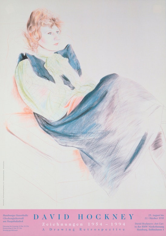 David Hockney, David Hockney: Zeichnunger 1954-1994, A Drawing Retrospective (Celia Wearing Checkered Sleeves), 1995