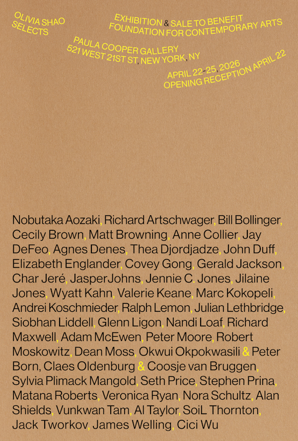 Olivia Shao Selects: Exhibition and Sale to Benefit Foundation for Contemporary Arts