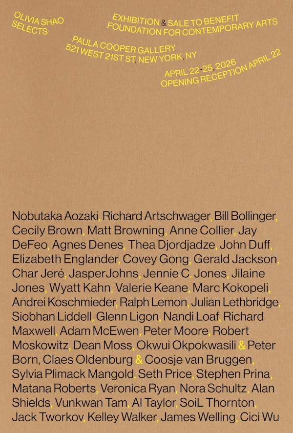 Olivia Shao Selects: Exhibition and Sale to Benefit Foundation for Contemporary Arts