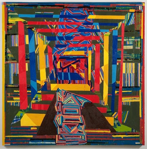 Sepia shapes and shadows superimposed with black abstract shadows. 