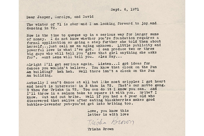 Typewritten letter signed by Brown addressed to Jasper Johns, 