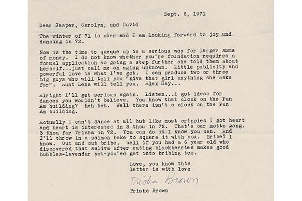 Typewritten letter signed by Brown addressed to Jasper Johns, 