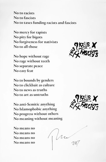 New No's (stamped edition), Paul Chan, 2017