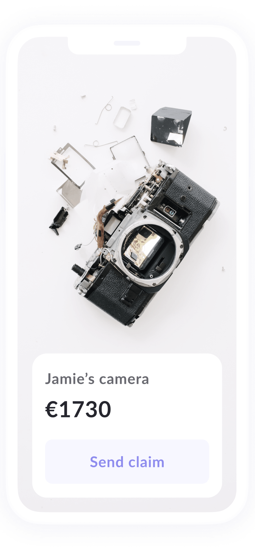 Phone with photo of broken camera