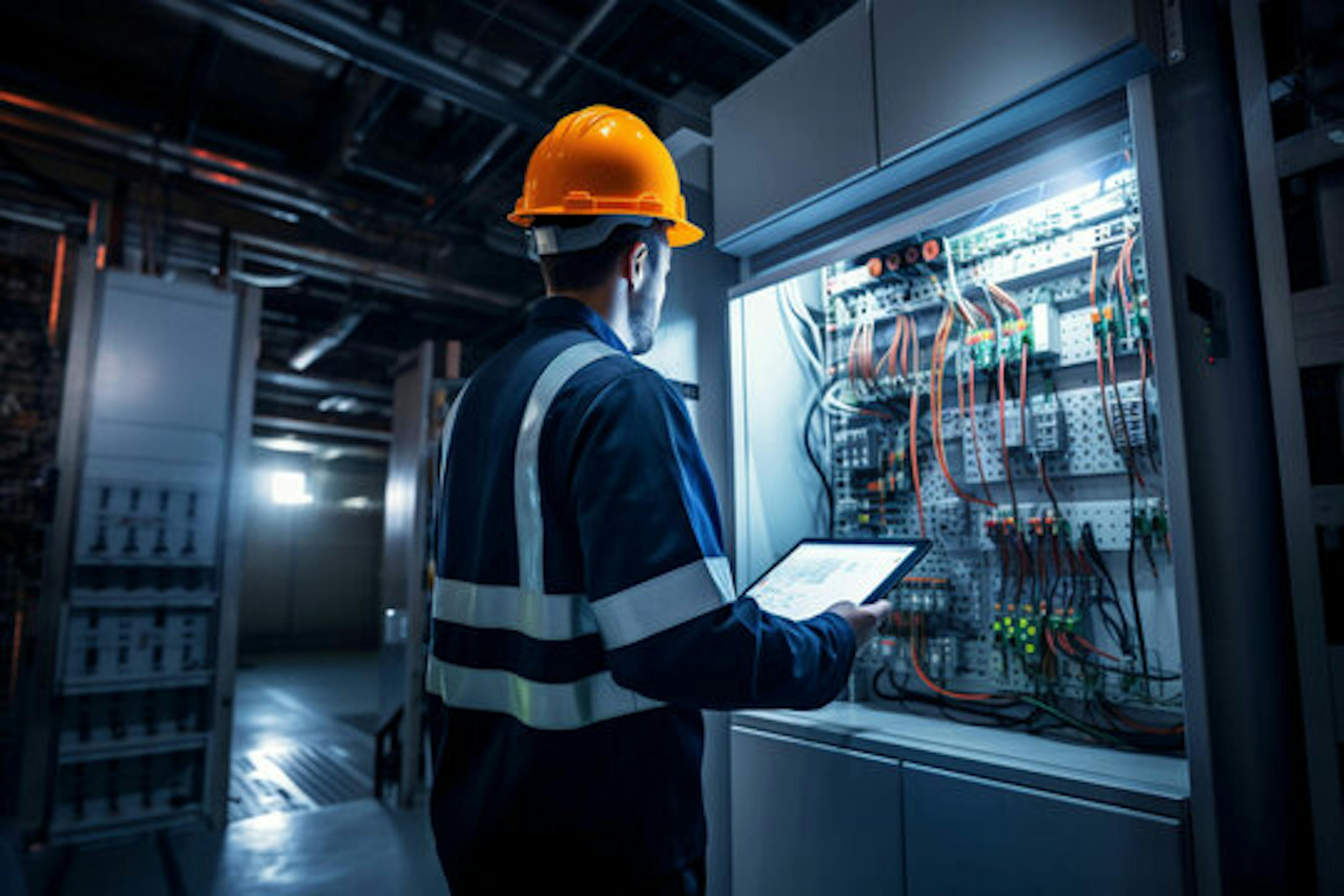 Man doing electrical engineering