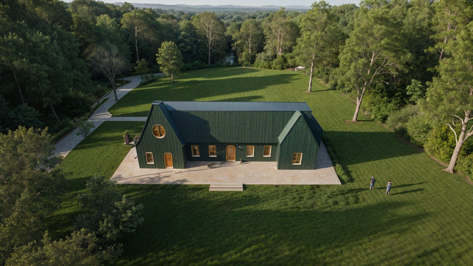 Aerial Drone Photograph of Green Architecture