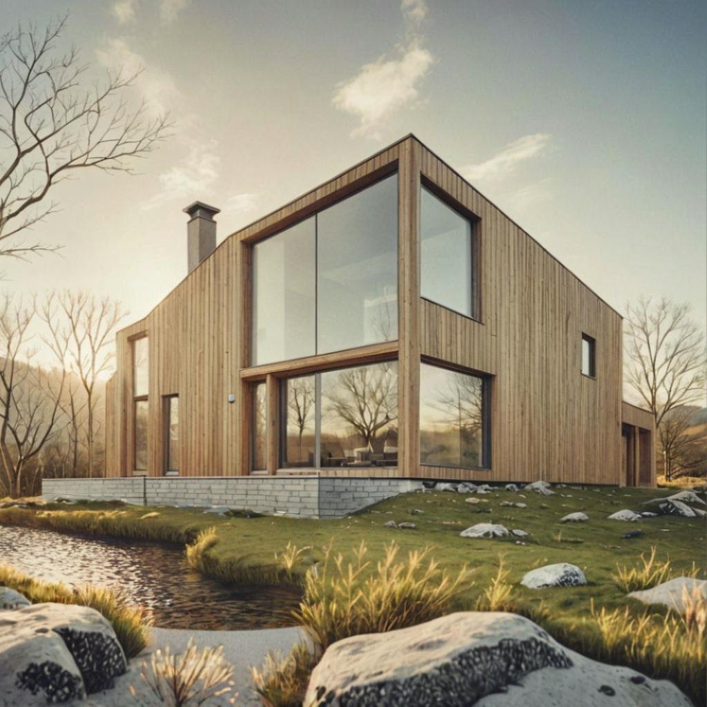 exterior architecture light timber scotland ai generated