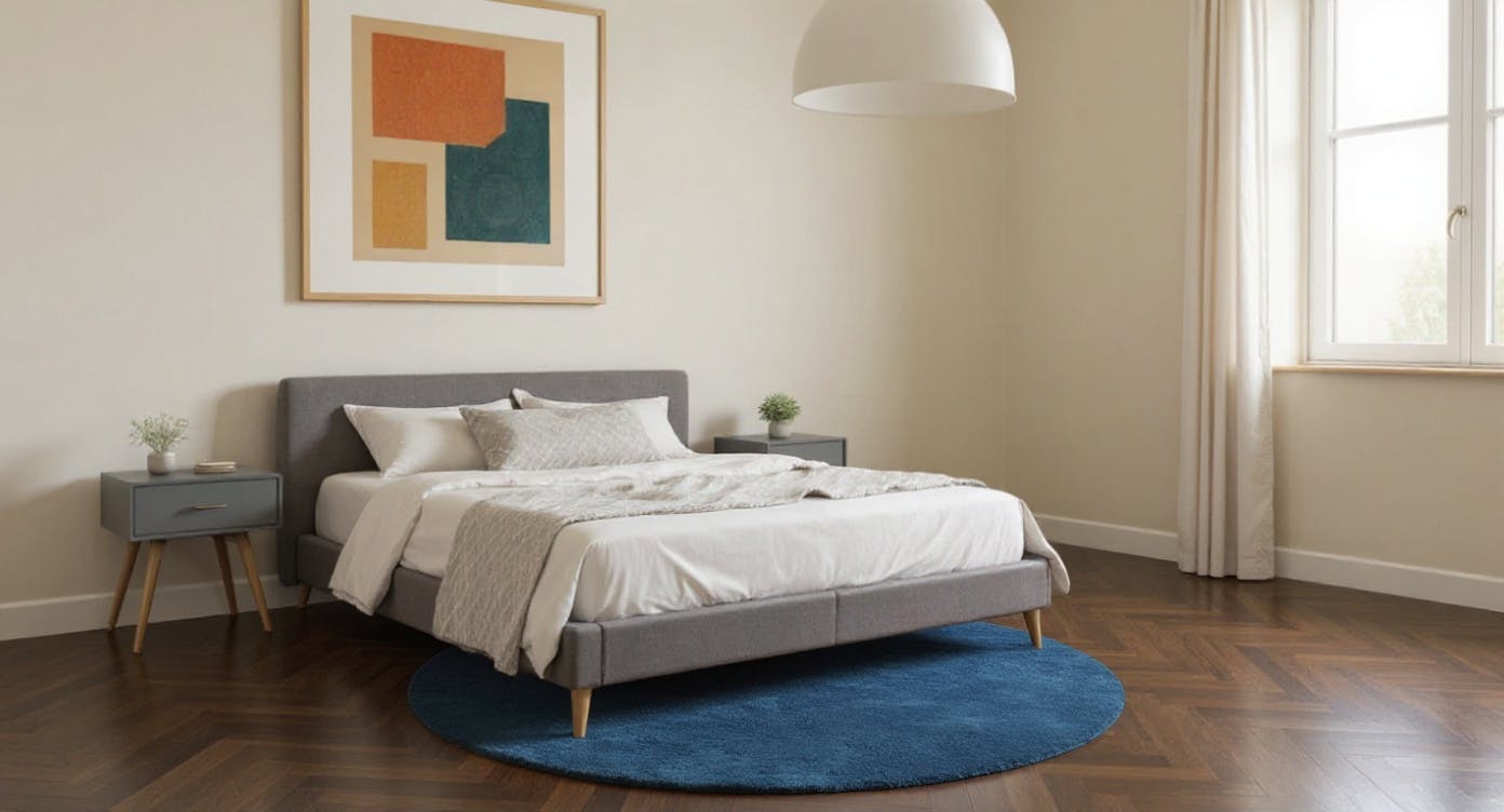 Add A Blue Rug Under The Bed