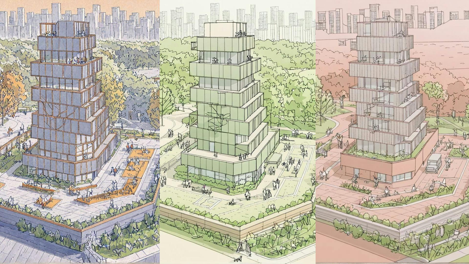 architecture tower illustrations