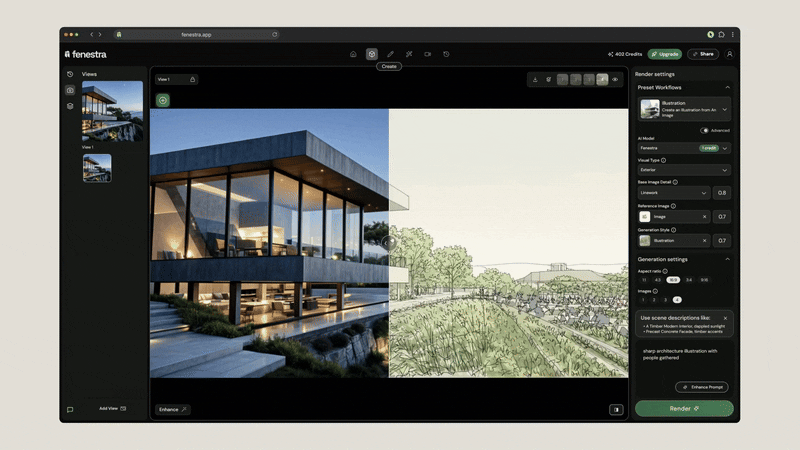 Render to Architectural Illustration 