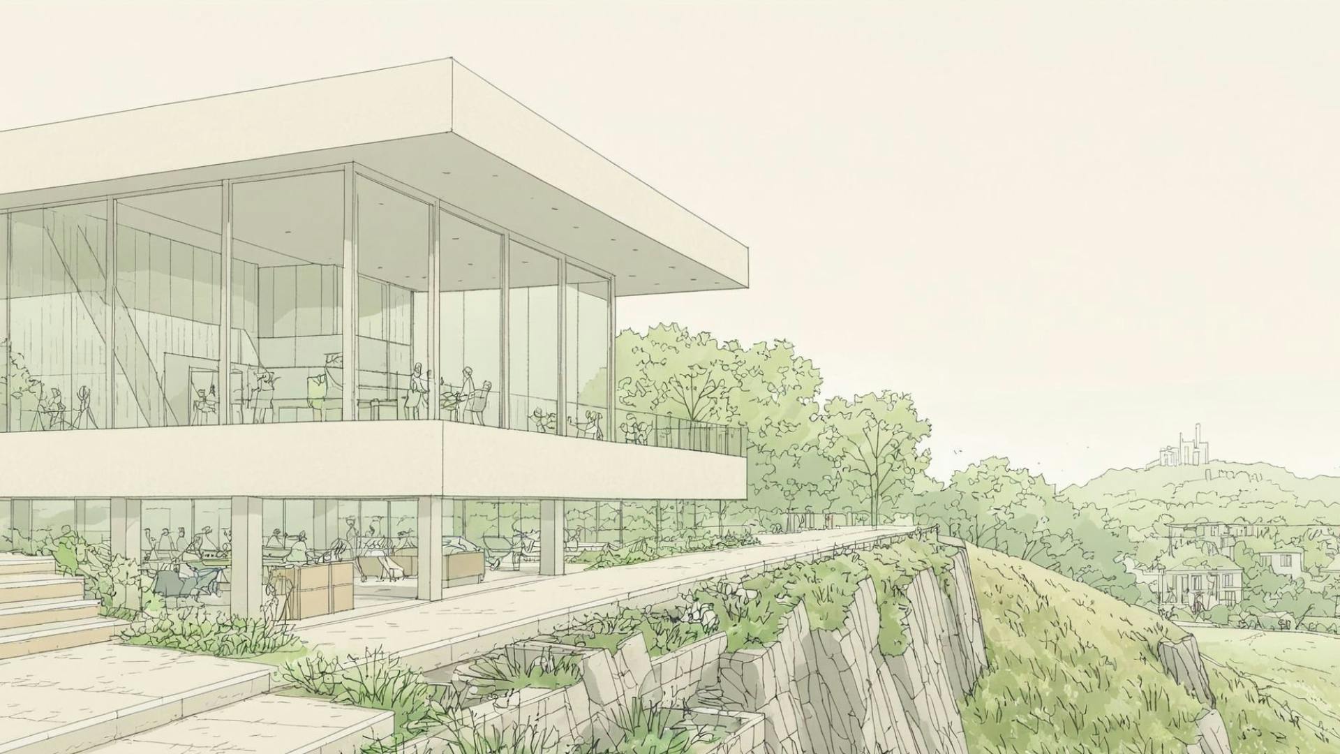 architecture illustration cliff home 