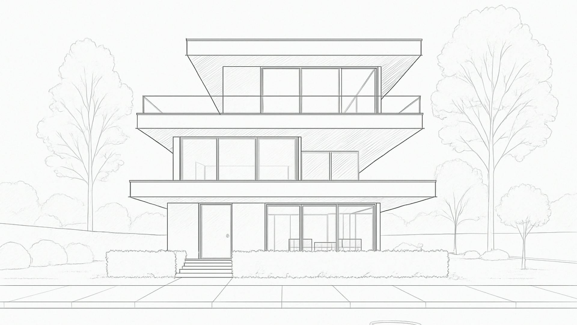 base sketch linework villa fenestra
