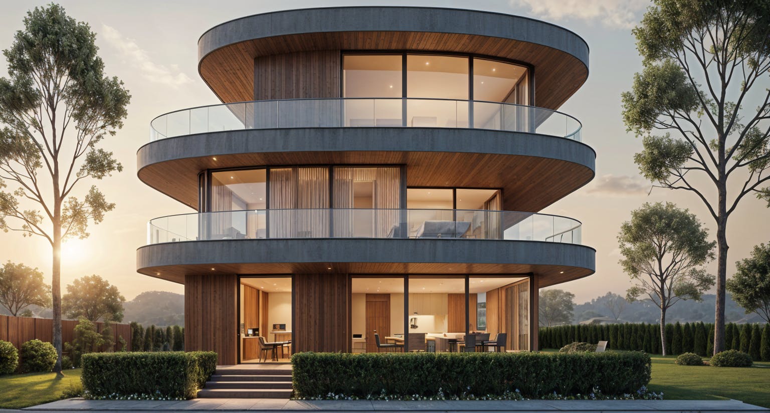curved modern architecture apartment block