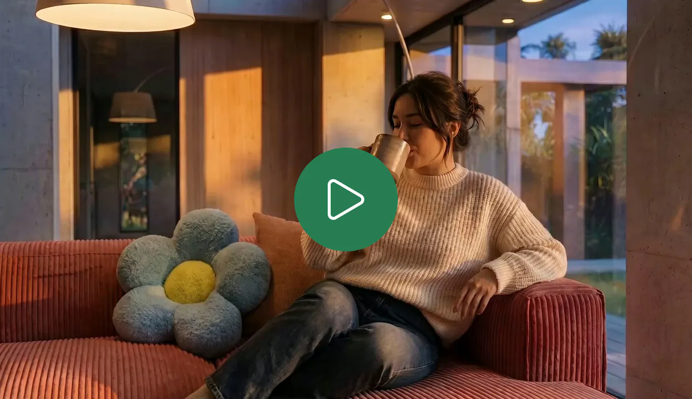 woman sipping coffee video fenestra architecture walkthrough