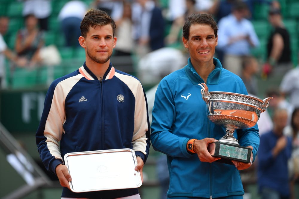Dominic Thiem et Rafael Nadal trophy Roland-Garros 2018