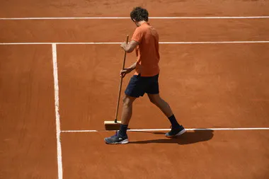 Court maintenance at Roland-Garros