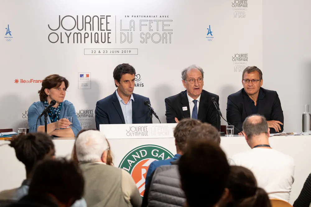 Roxana Maracineanu, Tony Estanguet, Denis Masseglia, Roland Garros 2019, Journée Olympique Fête du Sport Roxana Maracineanu, Tony Estanguet, Denis Masseglia, Roland Garros 2019, Journée Olympique Fête du Sport