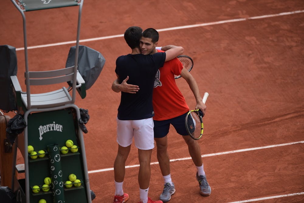 Novak Djokovic, Carlos Alcaraz, Roland Garros 2022, practice May 20