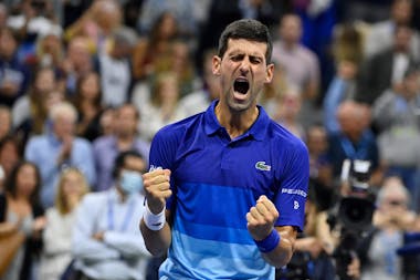 Novak Djokovic's joy during the 2021 US Open