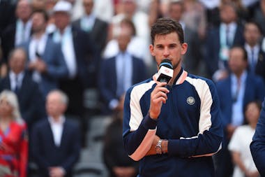 Dominic Thiem during the final ceremony at Roland-Garros 2018