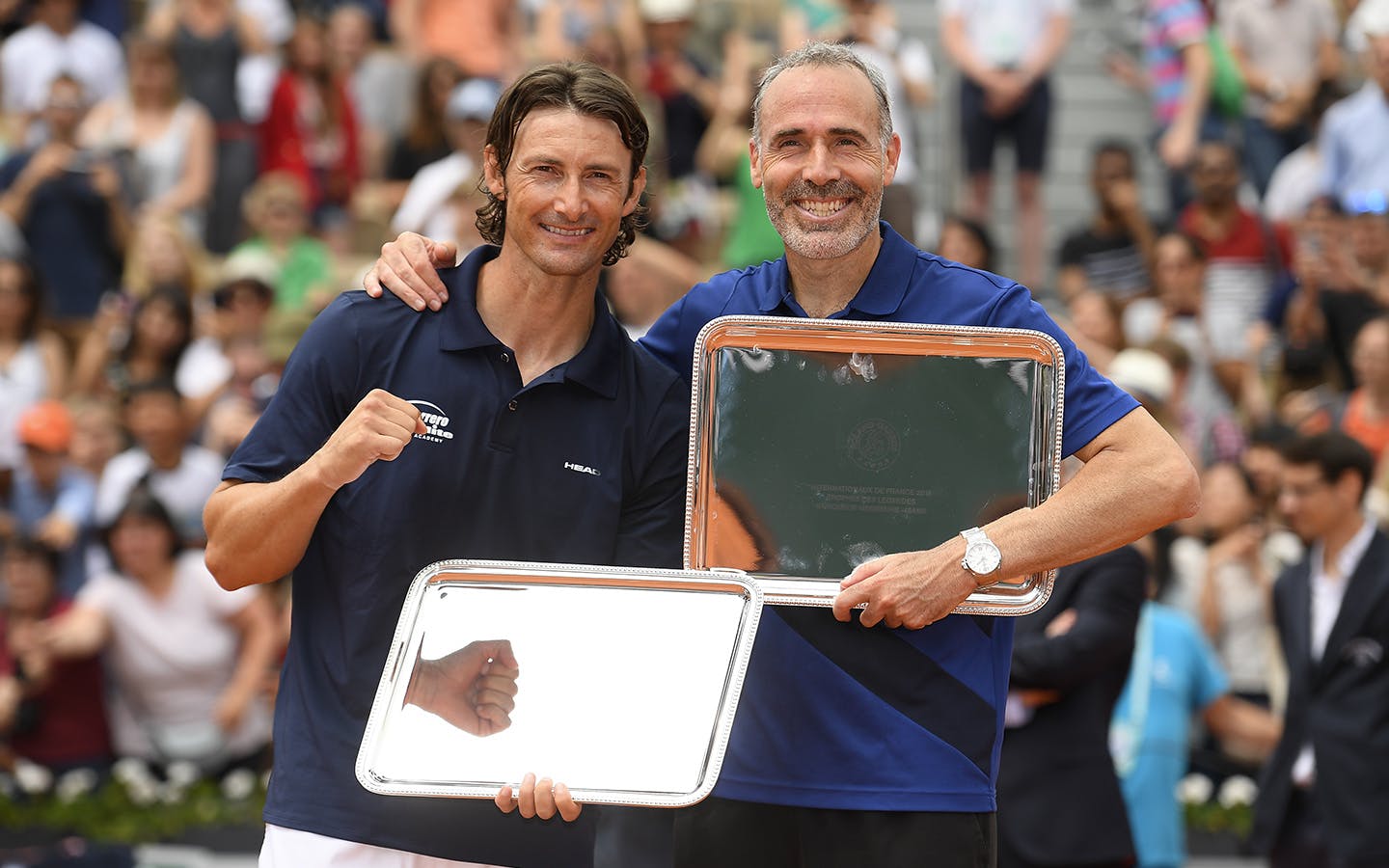 Légendes moins de 45 ans, Juan Carlo Ferrero et Alex Corretja, Roland-Garros 2018.jpg
