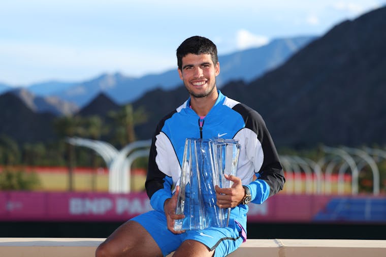Carlos Alcaraz, trophée, Indian Wells 2024
