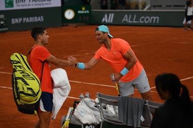 Carlos Alcaraz, Rafael Nadal, Roland Garros 2022, practice May 20