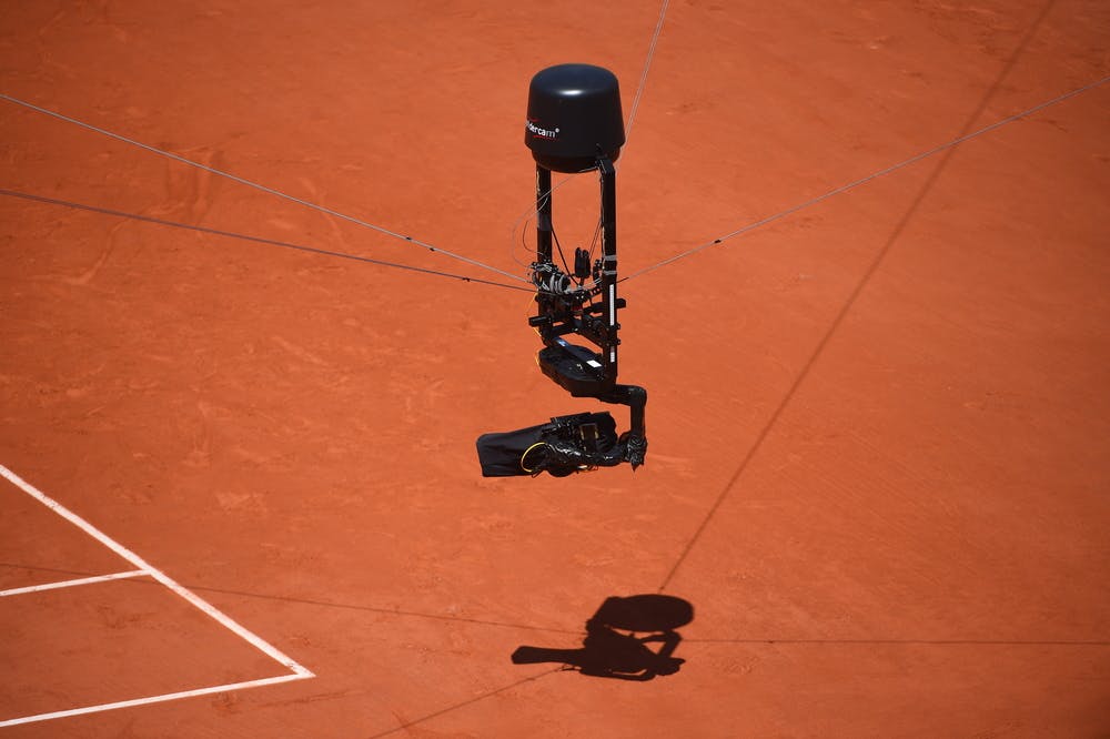 Spider cam during Roland-Garros 2019