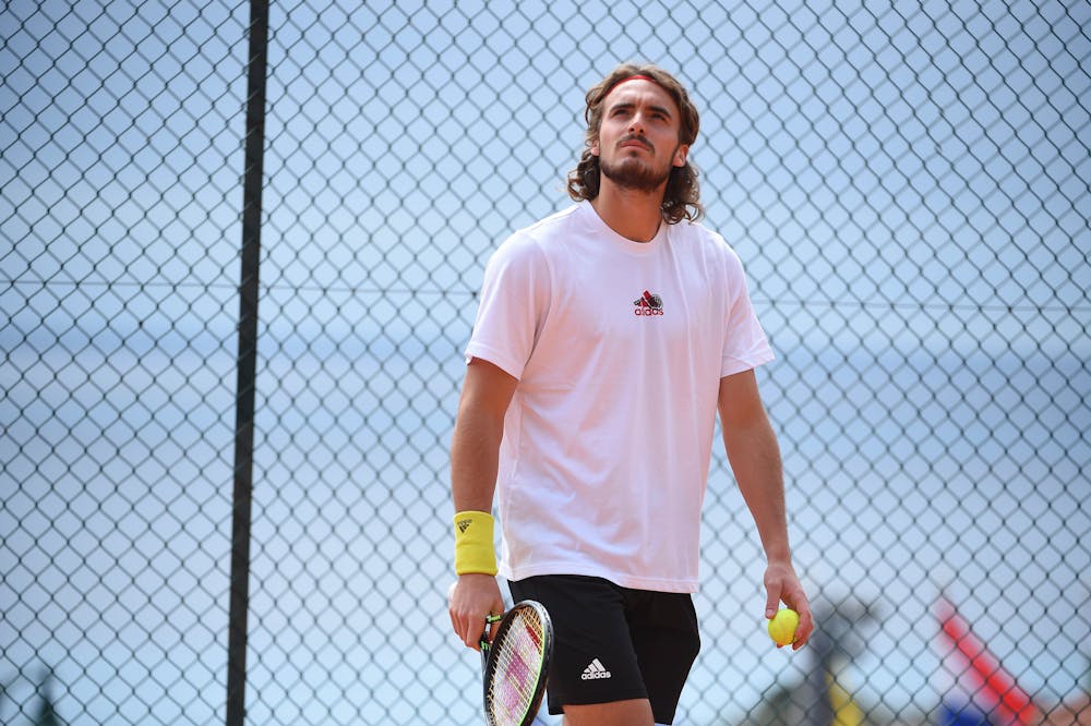 Stefanos Tsitsipas at practice during Rolex Monte-Carlo Masters 2021