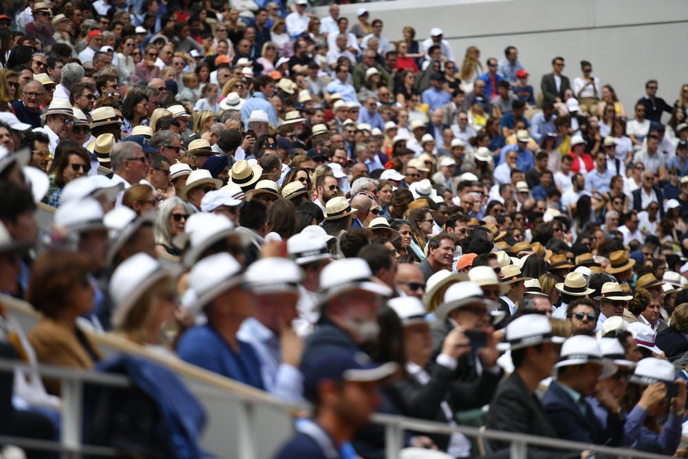 Spectators on the Court Philippe-Chatrier during Roland-Garros 2019
