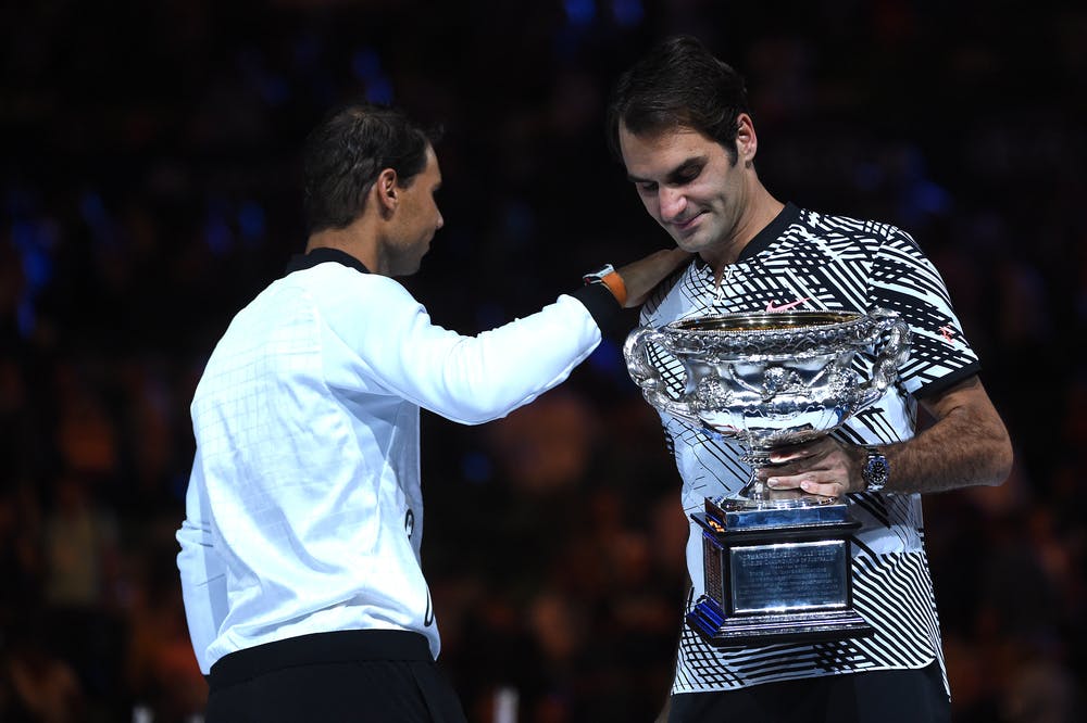 Roger Federer et Rafael Nadal après la finale de l'Open d'Australie 2017