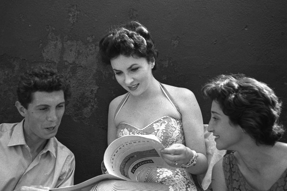 Fausto Gardini, Gina Lollobrigida et Sylvana Lazzarino, Roland-Garros 1953.
