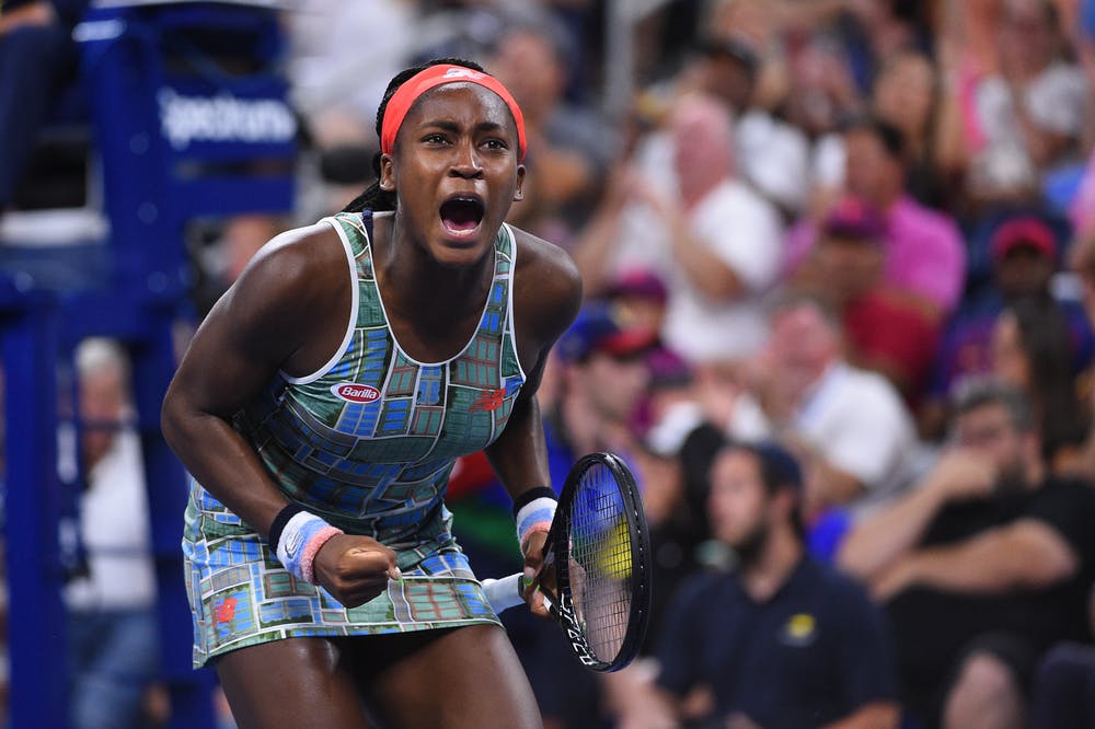 Coco Gauff screaming at the 2019 US Open