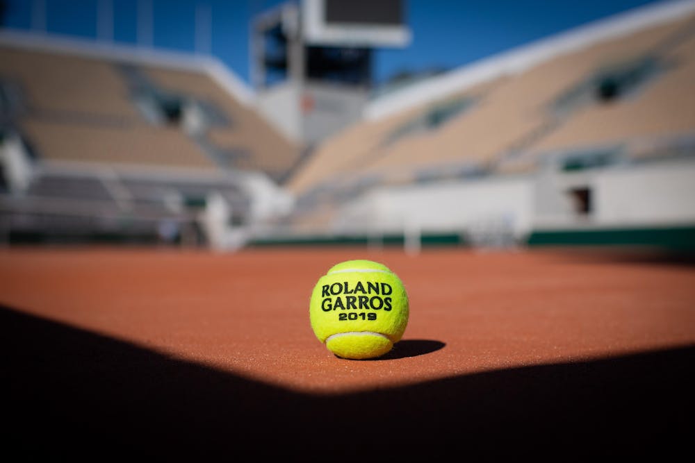 The Roland-Garros 2019 official ball on the red clay of the new Philippe-Chatrier court