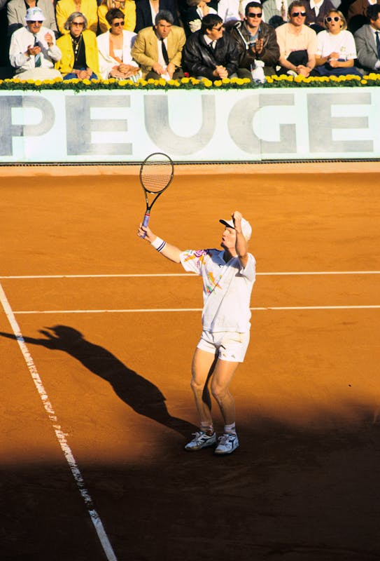 Jim Courier during the final against Andre Agassi at Roland-Garros 1991