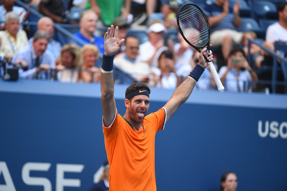 Juan Martin Del Potro celebrating after a win during 2018 US Open