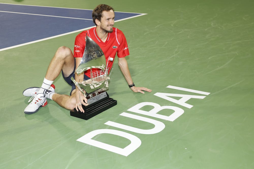 Daniil Medvedev beats Andrey Rublev in Dubai for hard-court hat-trick