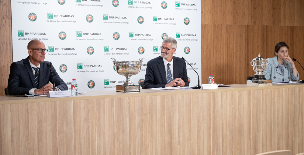 Guy Forget, Gilles Moretton, Amelie Oudea-Castera, Roland-Garros 2021